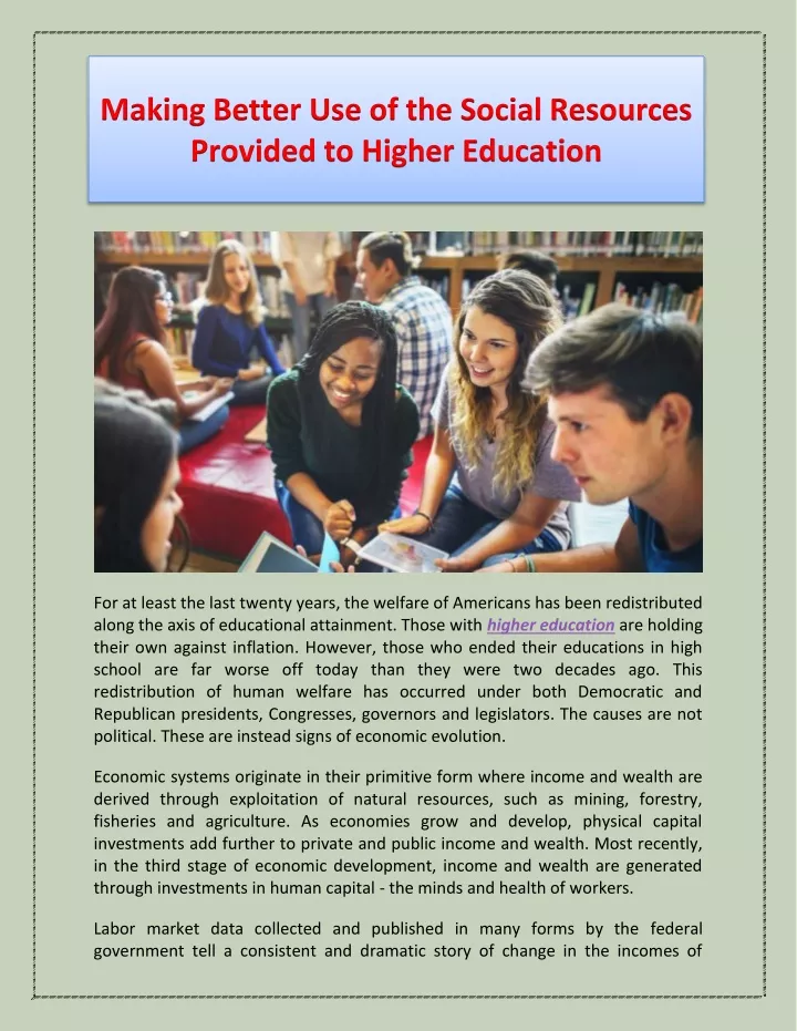 PPT Making Better Use of the Social Resources Provided to Higher