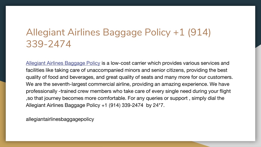 PPT Allegiant Airlines Baggage Policy 1 (914) 3392474 PowerPoint