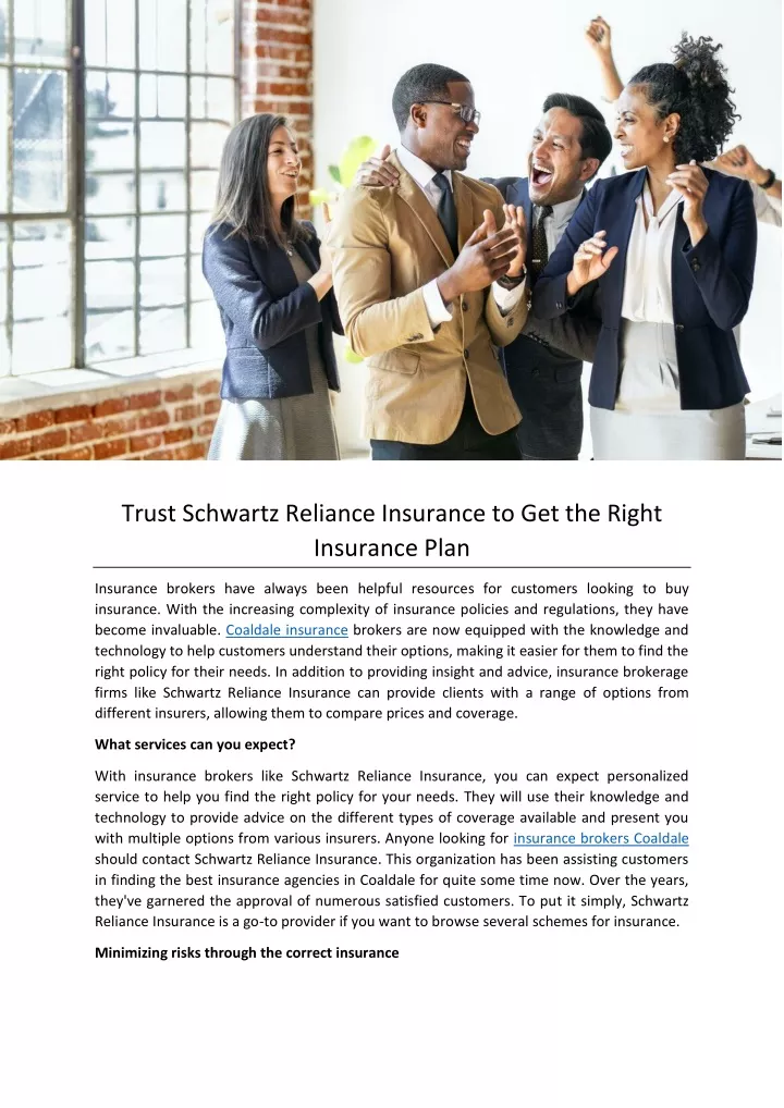 Ppt Trust Schwartz Reliance Insurance To Get The Right Insurance Plan Powerpoint Presentation 3869