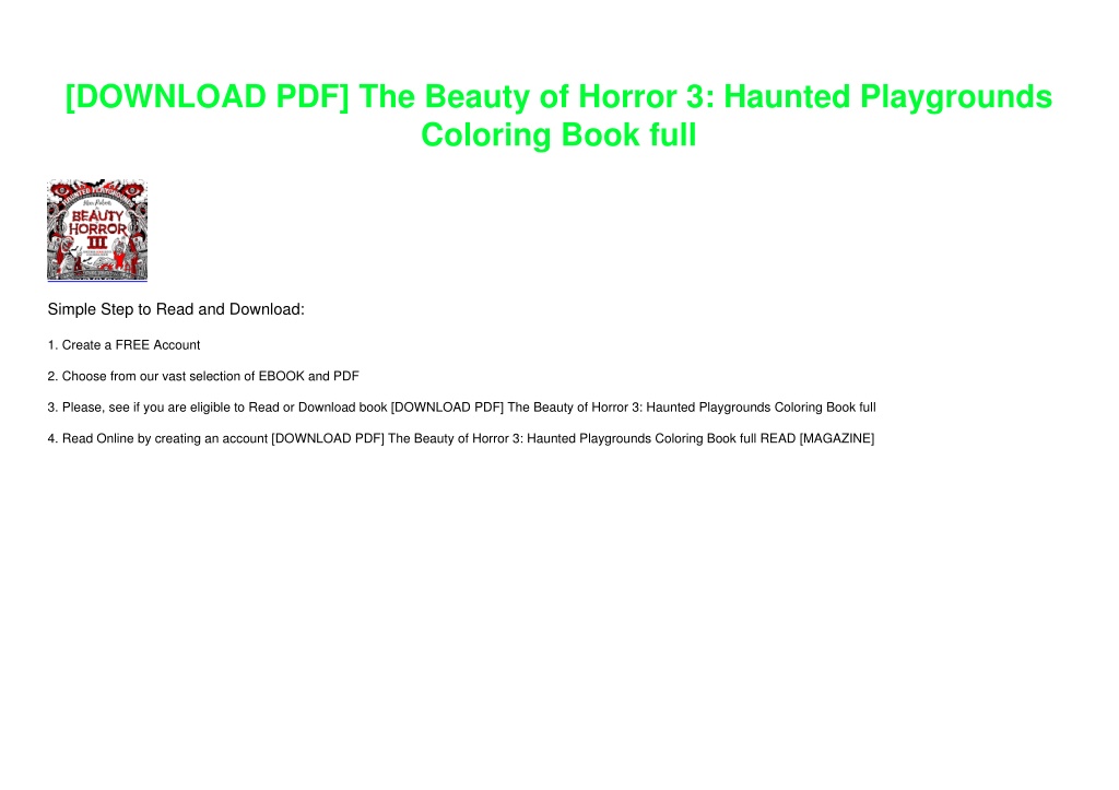 PPT [DOWNLOAD PDF] The Beauty of Horror 3 Haunted Playgrounds