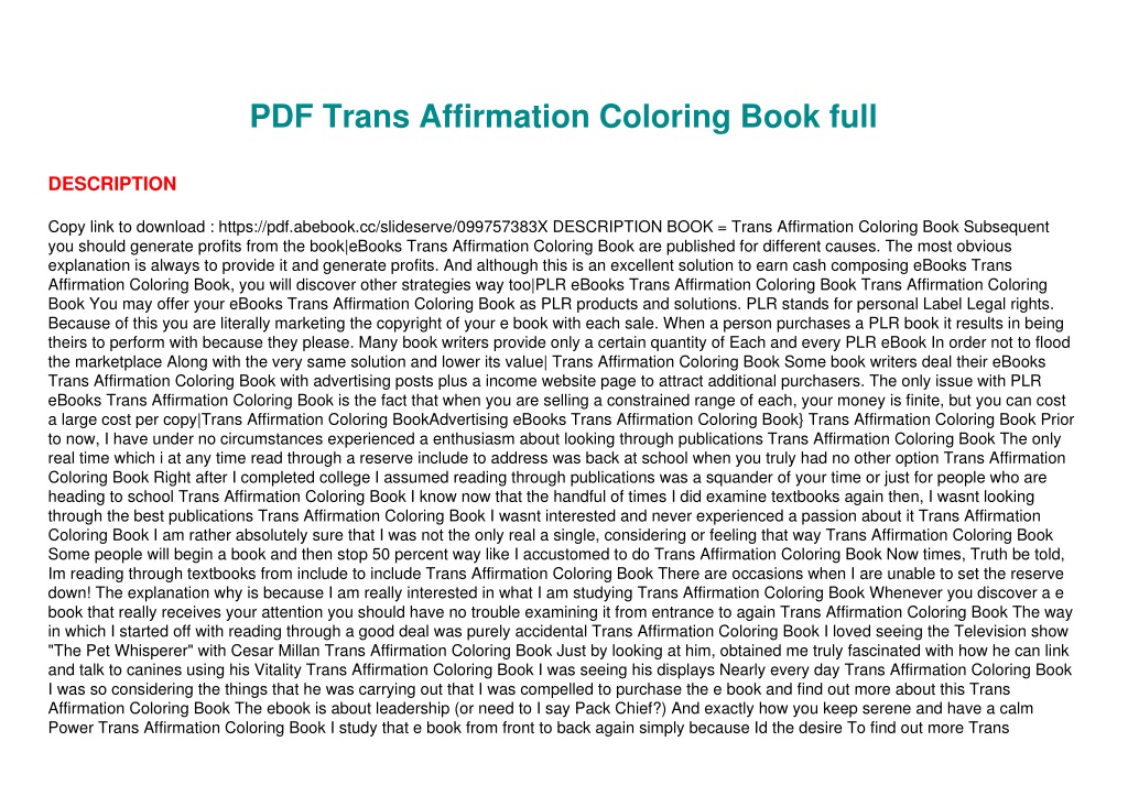 PPT PDF Trans Affirmation Coloring Book full PowerPoint Presentation