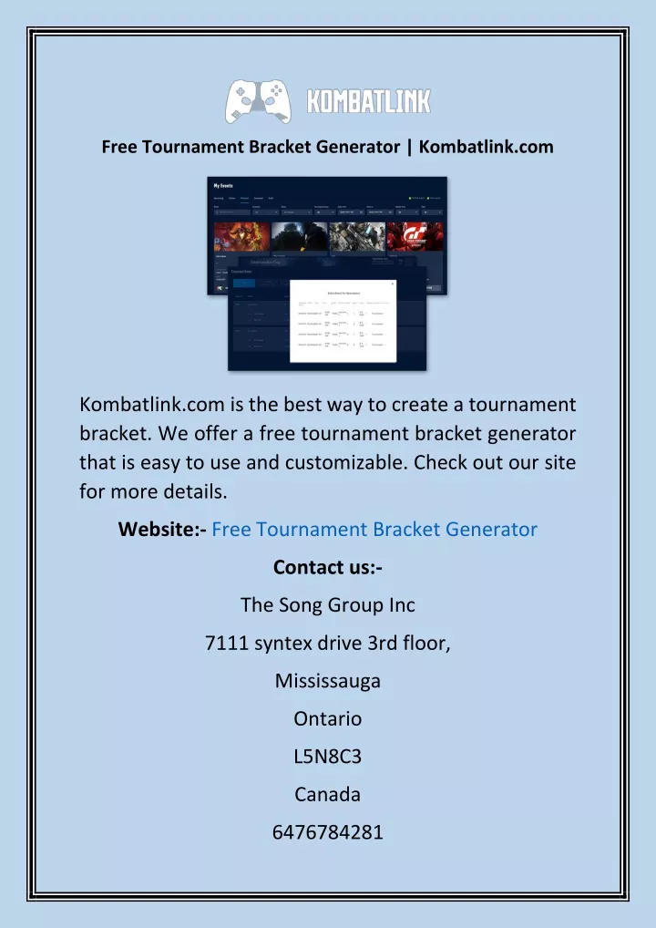Free Tournament Bracket Generator Kombatlink Com N 