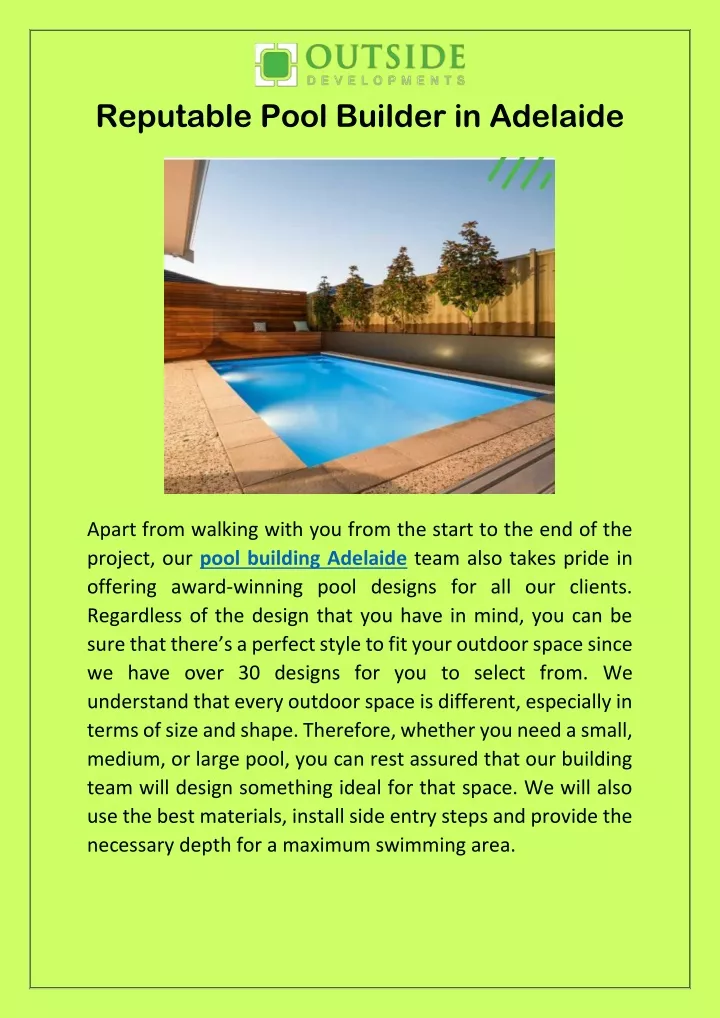 PPT Reputable Pool Builder in Adelaide PowerPoint Presentation, free