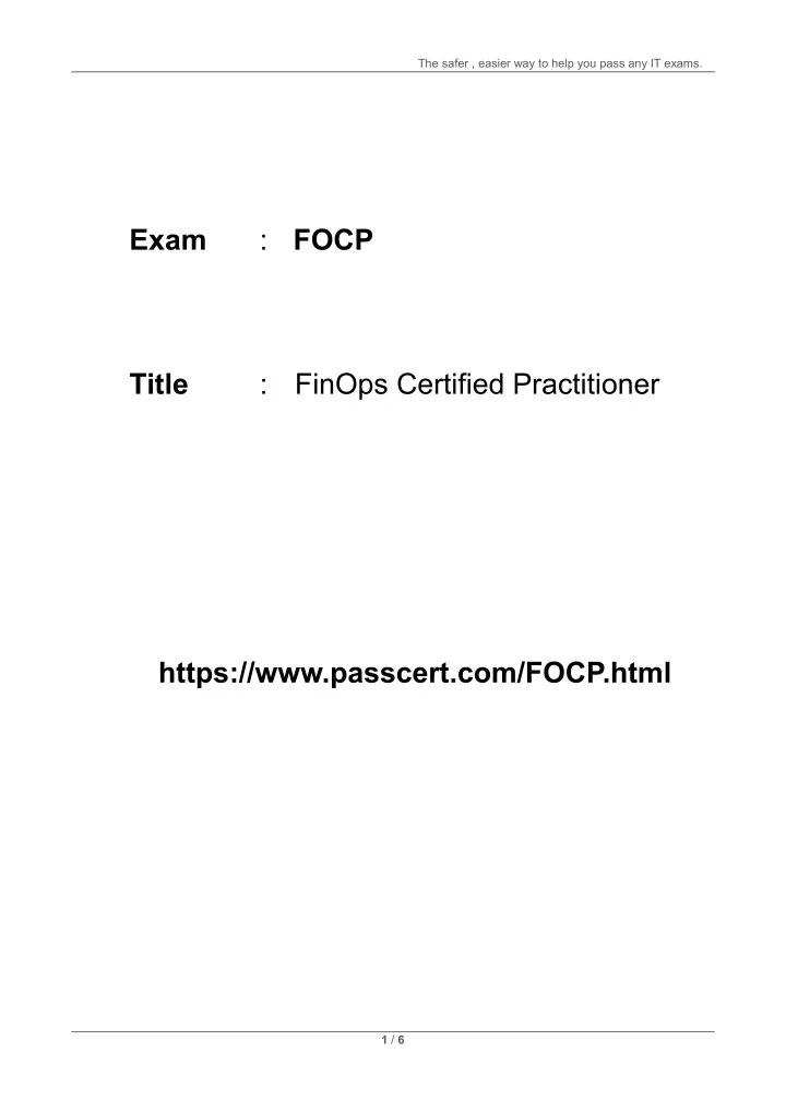 Latest FOCP Dumps Free