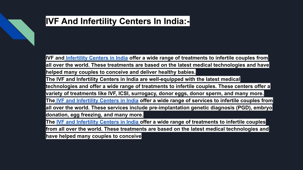 Ppt Ivf And Infertility Centers In India Powerpoint Presentation