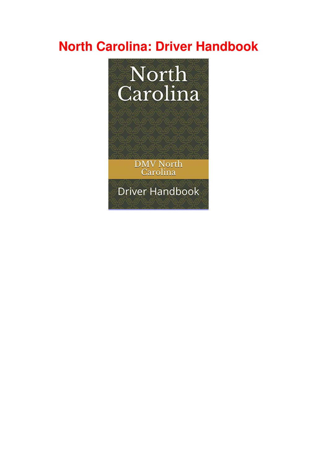PPT PDF/BOOK North Carolina Driver Handbook PowerPoint Presentation