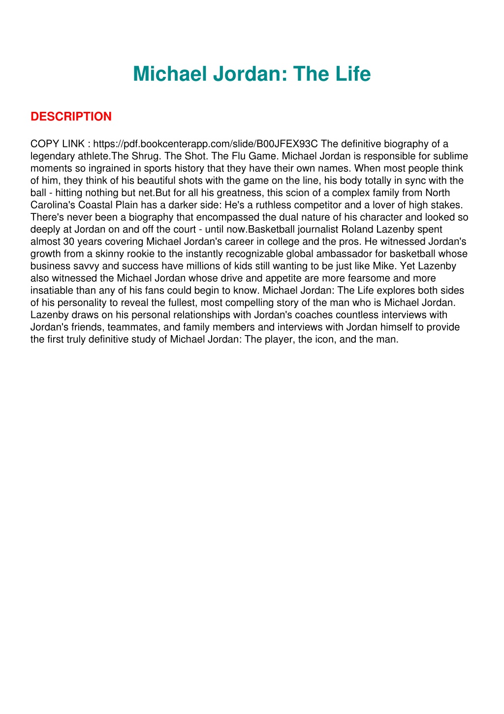 PPT - DOWNLOAD/PDF Michael Jordan: The Life PowerPoint Presentation PPT - DOWNLOAD/PDF Michael Jordan: The Life PowerPoint Presentation