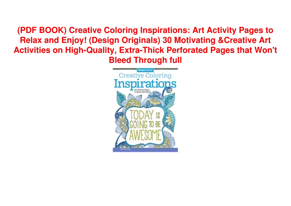 PPT (PDF BOOK) Creative Coloring Inspirations Art Activity Pages to