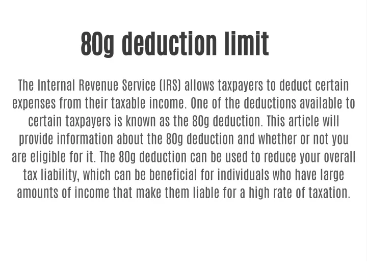 100 Tax Deduction Under 80g