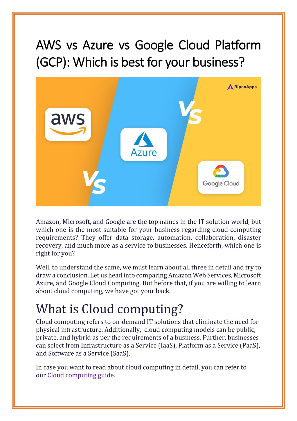 PPT - AWS Vs Azure Vs Google Cloud Platform (GCP) Which Is Best For ...