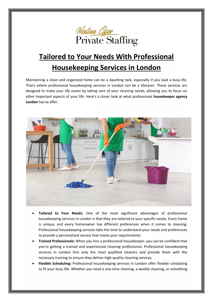 PPT Tailored to Your Needs With Professional Housekeeping Services in