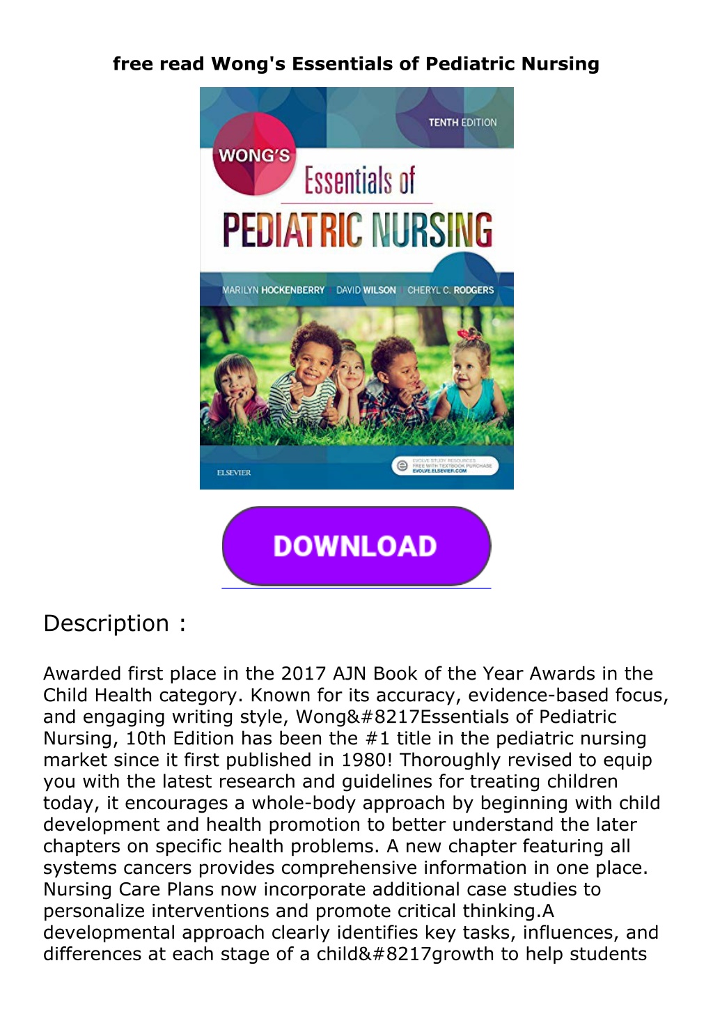 PPT - Free Read Wong's Essentials Of Pediatric Nursing PowerPoint ...