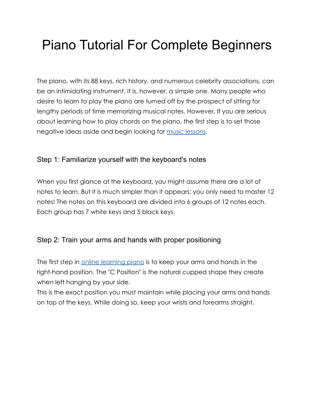 Tutorial How To Complete PPT - Piano Tutorial For Complete Beginners PowerPoint Presentation ...