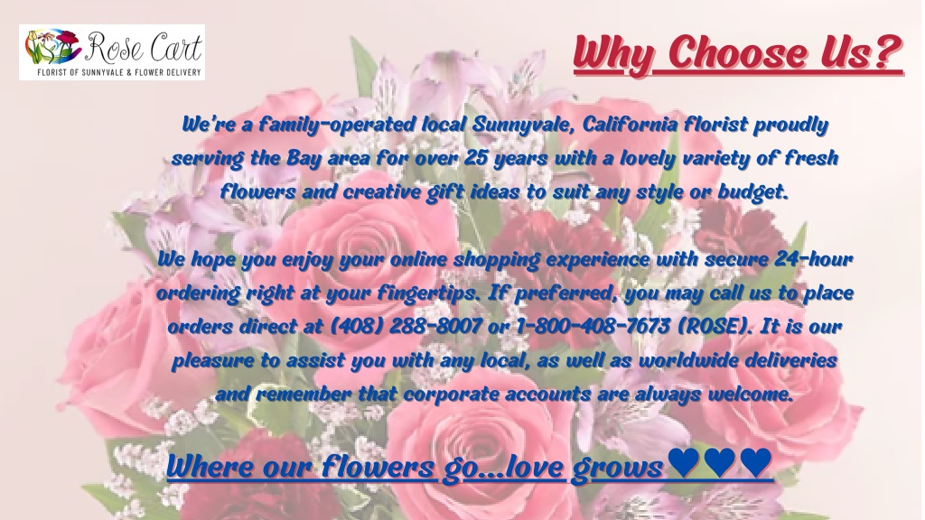 PPT Flower Delivery in Campbell Rose Cart PowerPoint Presentation