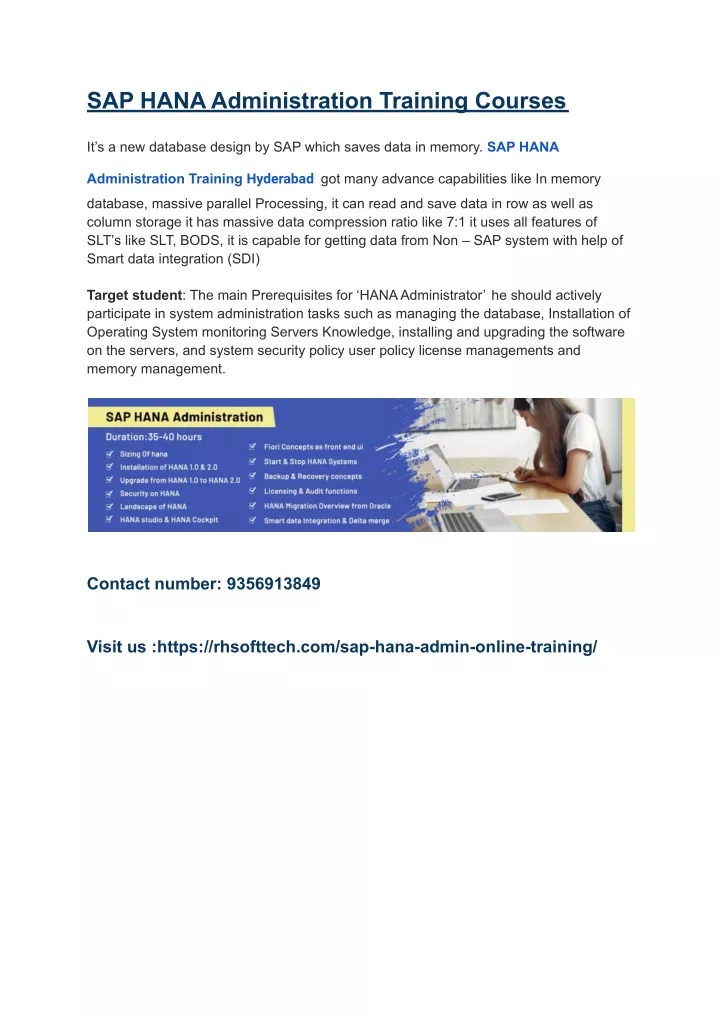 PPT SAP HANA Administration Training Courses PowerPoint Presentation 
