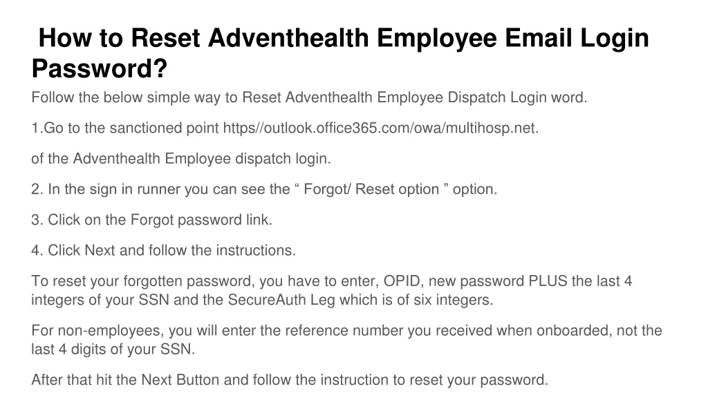 PPT How to login into AdventHealth Employee Email Account_ PowerPoint