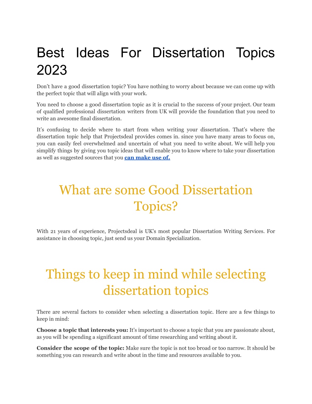 ideas for dissertation environment