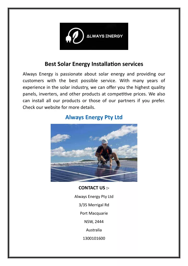 PPT - Best Solar Energy Installation services PowerPoint Presentation ...
