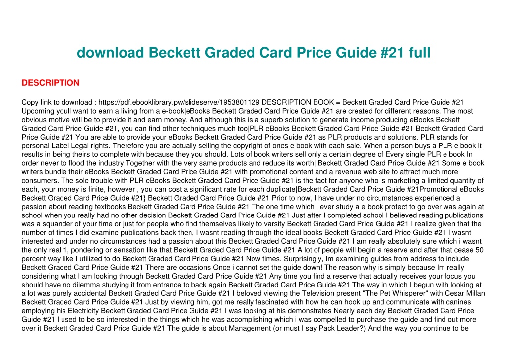 PPT - download Beckett Graded Card Price Guide #21 full PowerPoint - Where Can I Buy A Beckett Price Guide