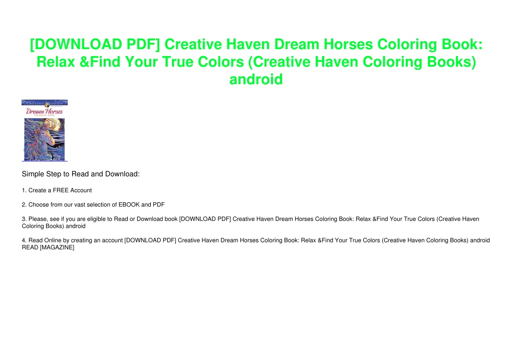 PPT [DOWNLOAD PDF] Creative Haven Dream Horses Coloring Book Relax