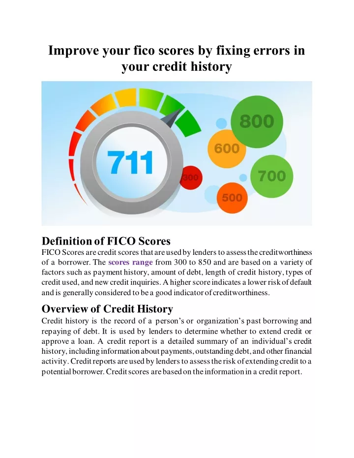 PPT - Improve Your Fico Scores By Fixing Errors In Your Credit History ...