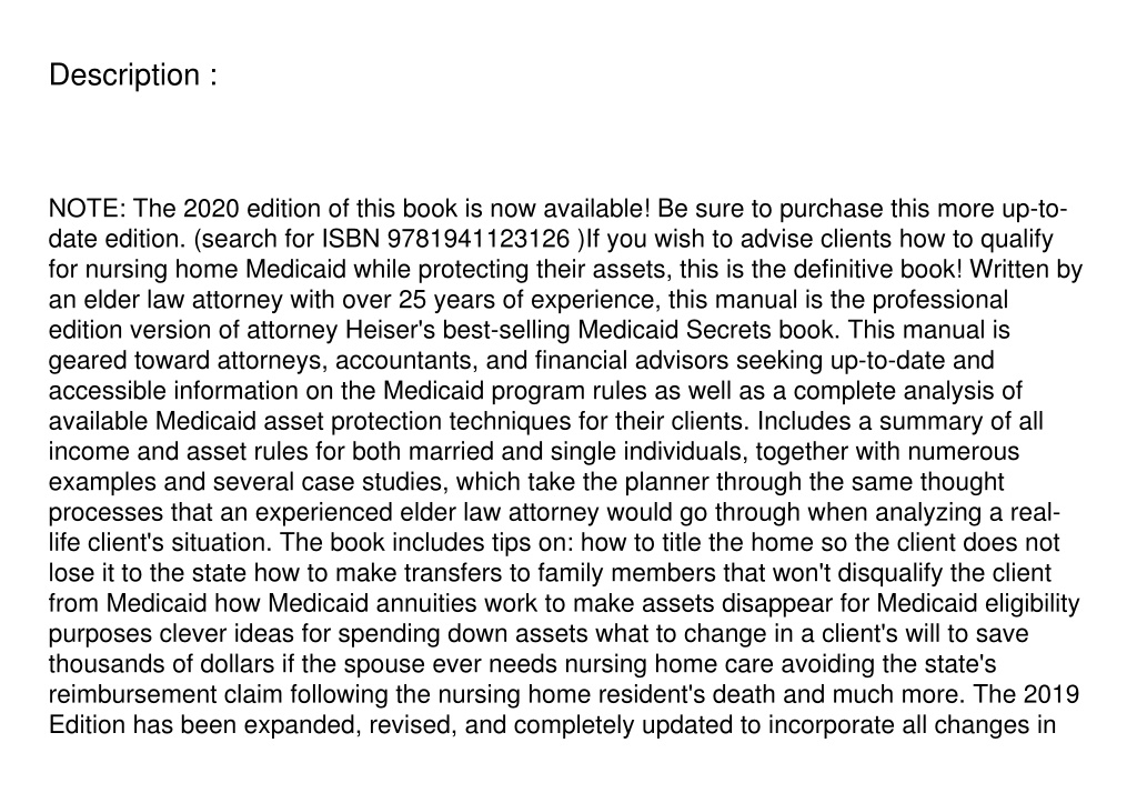 PPT [EBOOK] DOWNLOAD Medicaid Planning A to Z (2019 ed.) PowerPoint