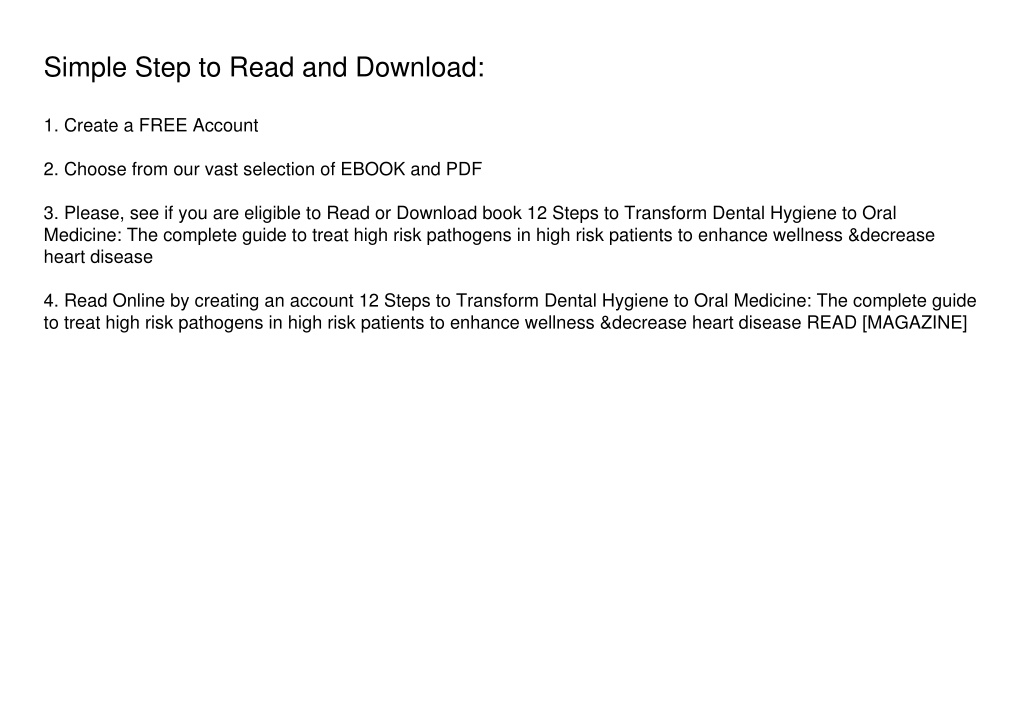 PPT - [EBOOK] DOWNLOAD 12 Steps to Transform Dental Hygiene to Oral ...