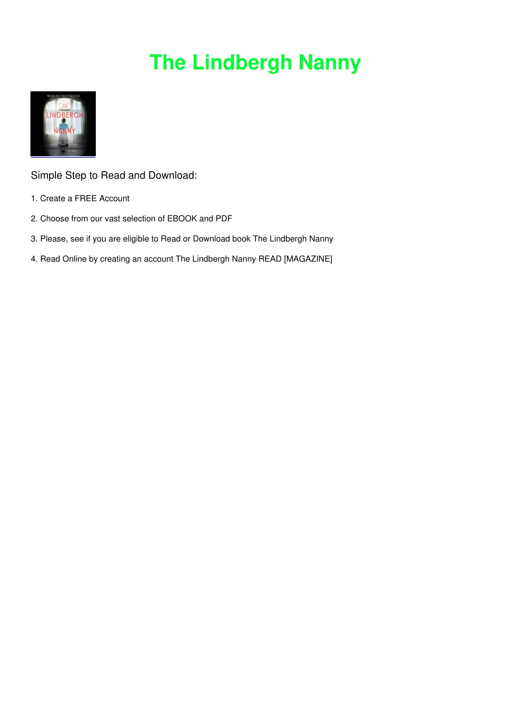 PPT _PDF_ The Lindbergh Nanny PowerPoint Presentation, free download