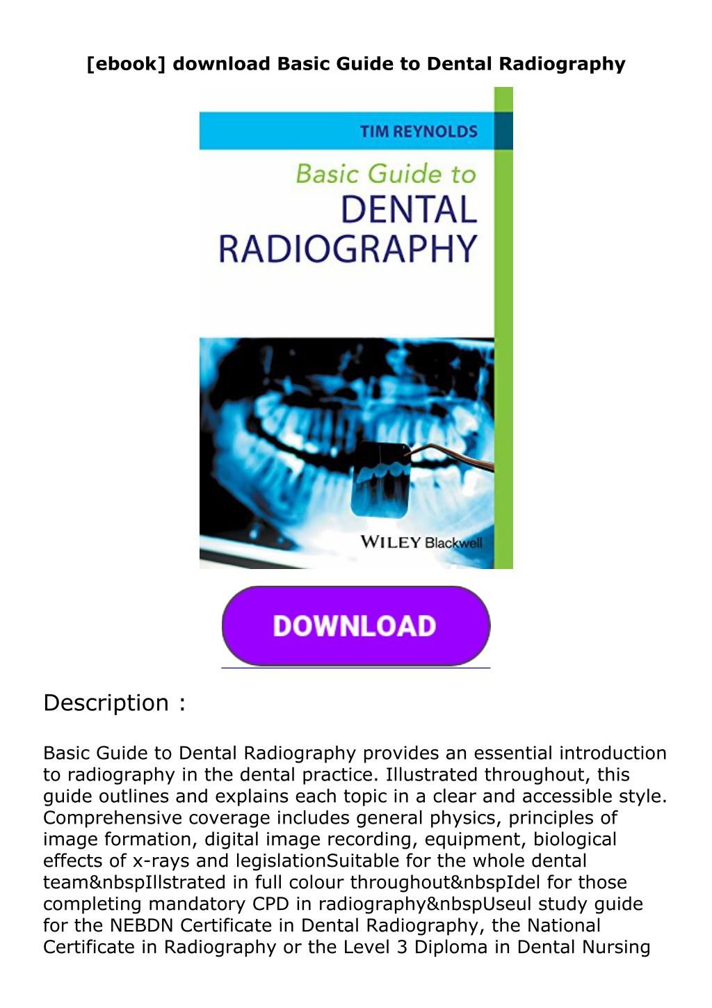 PPT - [ebook] Download Basic Guide To Dental Radiography PowerPoint ...