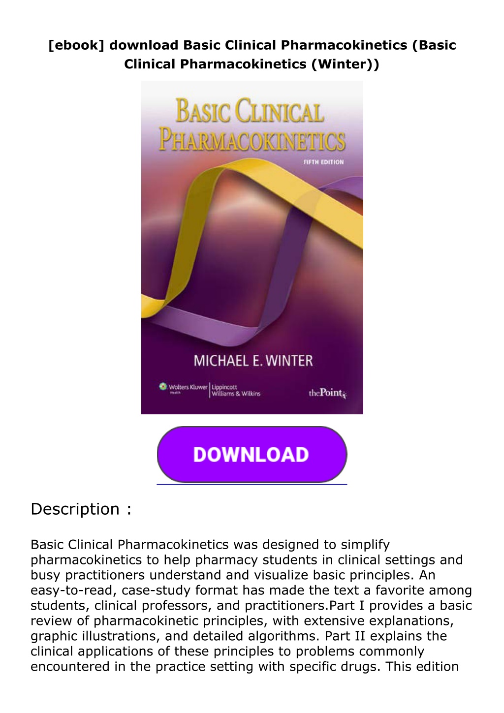 Ppt Ebook Download Basic Clinical Pharmacokinetics Basic Clinical Powerpoint Presentation