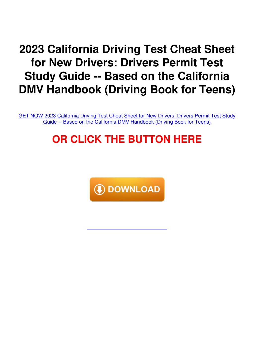 PPT PDF/READ/DOWNLOAD 2023 California Driving Test Cheat Sheet for