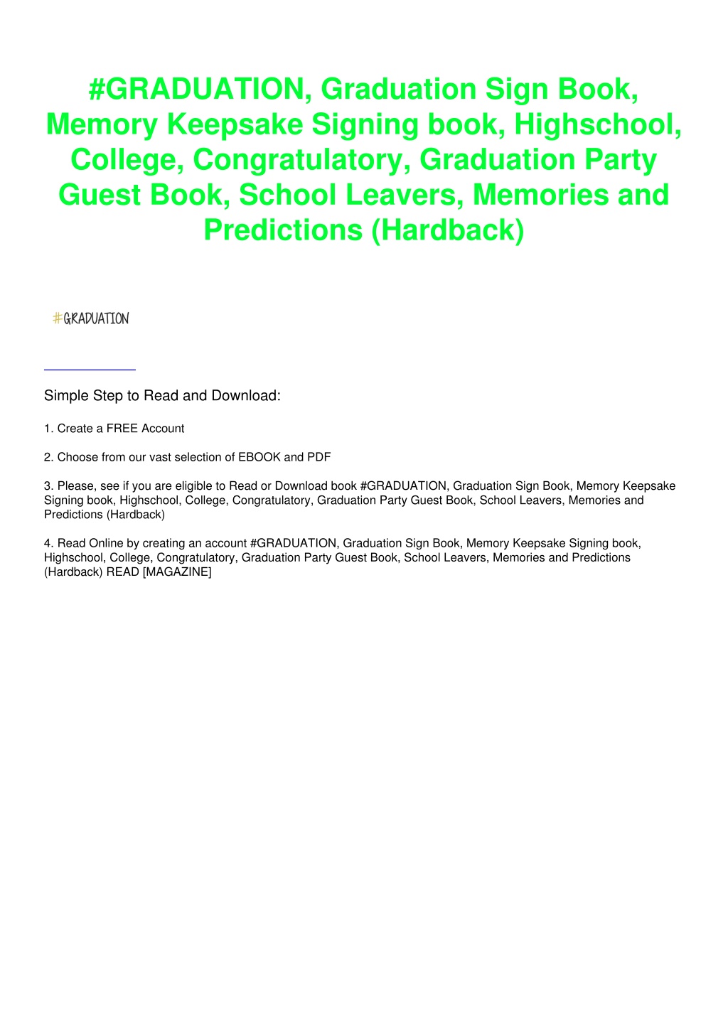 PPT - DOWNLOAD/PDF #GRADUATION, Graduation Sign Book, Memory Keepsake ...