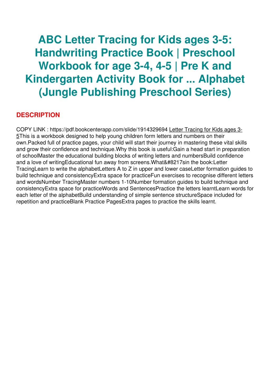 Ppt pdf read abc letter tracing for kids ages 3 5 handwriting