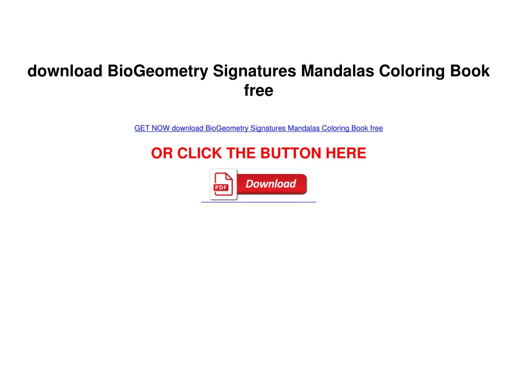 PPT download BioGeometry Signatures Mandalas Coloring Book free