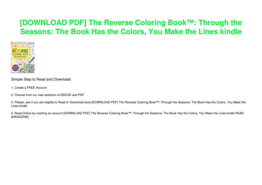 PPT [DOWNLOAD PDF] The Reverse Coloring Book™ Through the Seasons