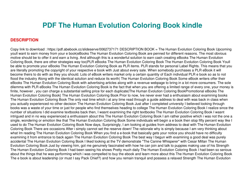 PPT PDF The Human Evolution Coloring Book kindle PowerPoint