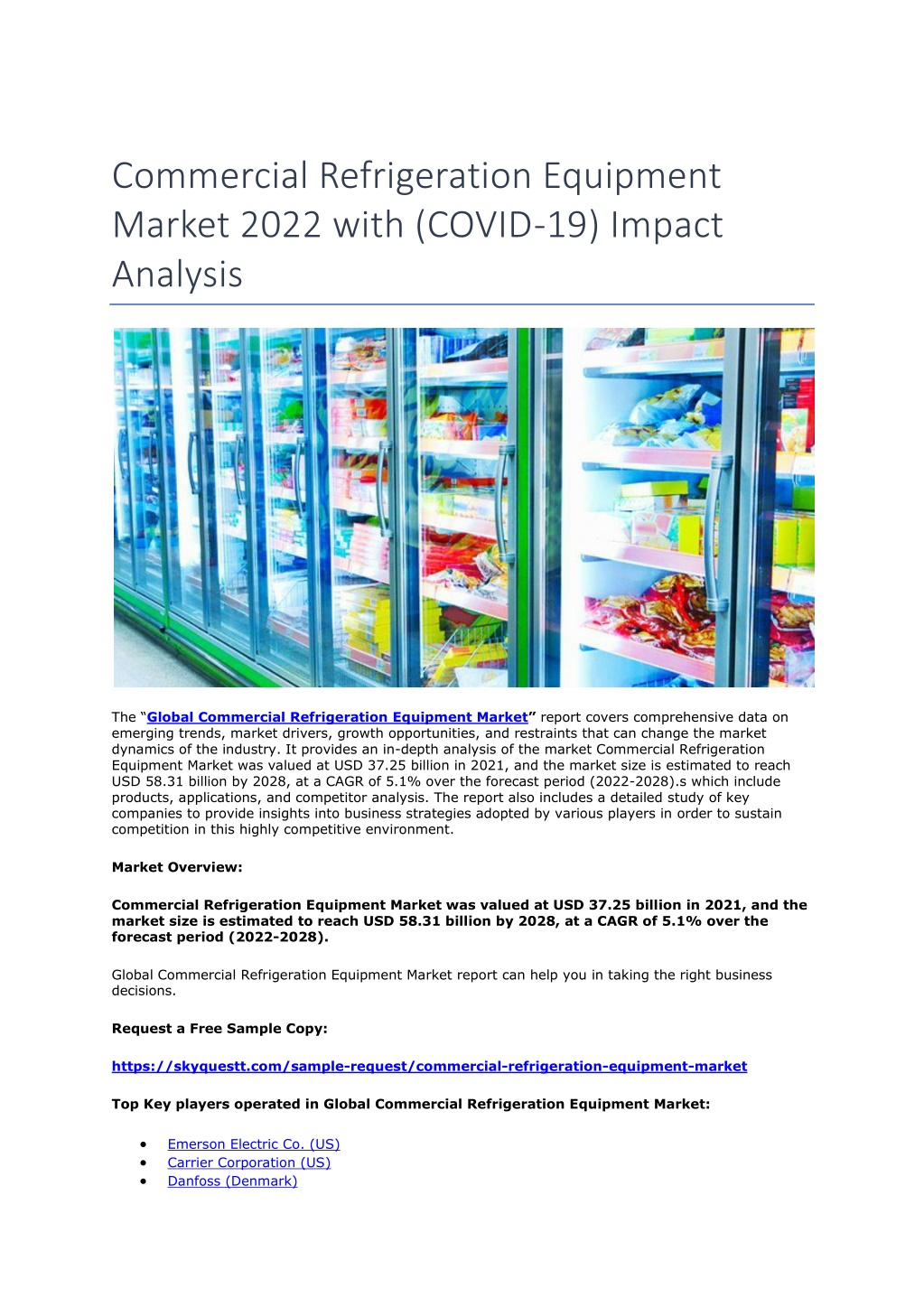 PPT Commercial Refrigeration Equipment Market 2022 with (COVID19