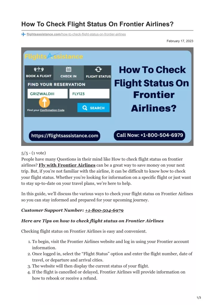 PPT How To Check Flight Status On Frontier Airlines PowerPoint