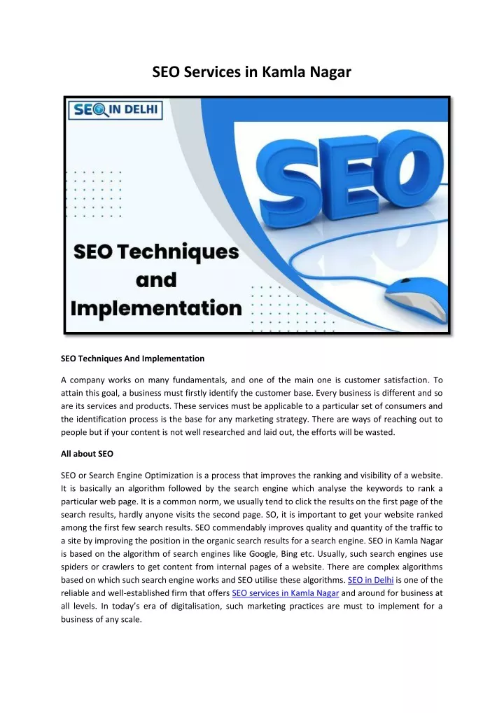 PPT SEO Services in Kamla Nagar PowerPoint Presentation, free