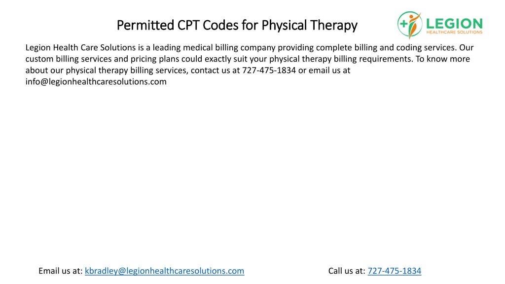 PPT - Permitted CPT Codes For Physical Therapy PowerPoint Presentation ...