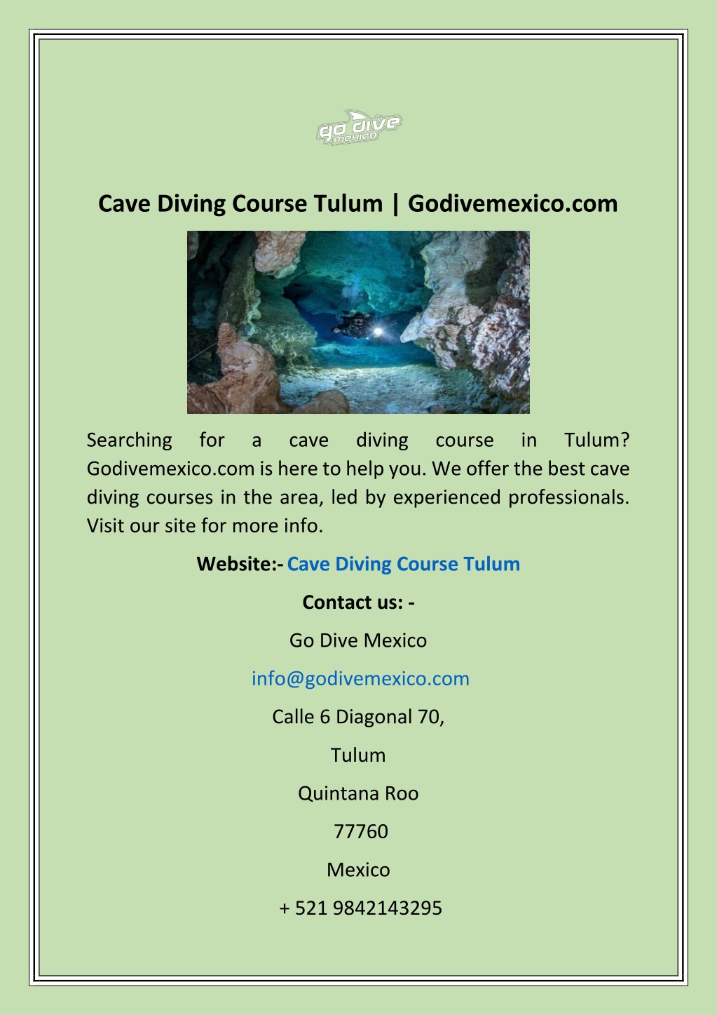 cave diving course tulum