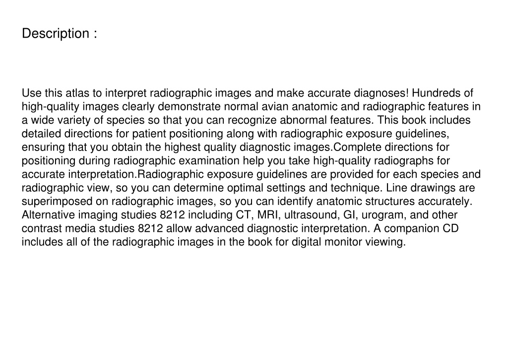 PPT - ‹download› book [pdf] Radiology of Birds - E-Book: An Atlas of ...