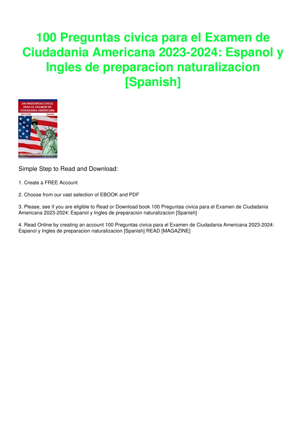 PPT PDF/READ 100 Preguntas civica para el Examen de Ciudadania