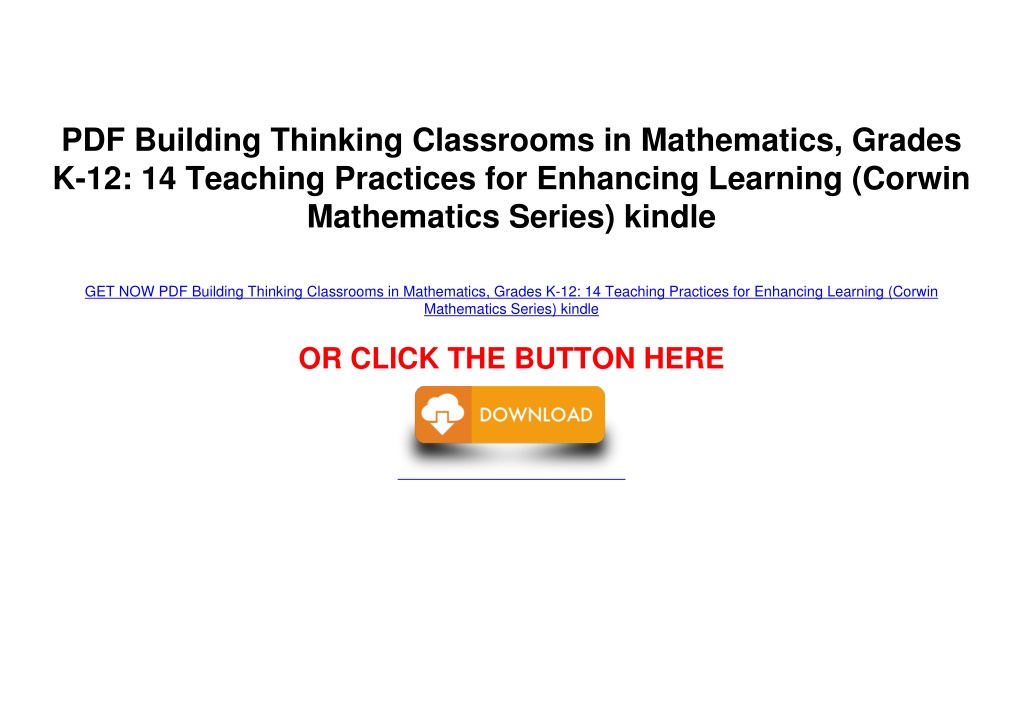 PPT - PDF Building Thinking Classrooms In Mathematics, Grades K-12: 14 ...