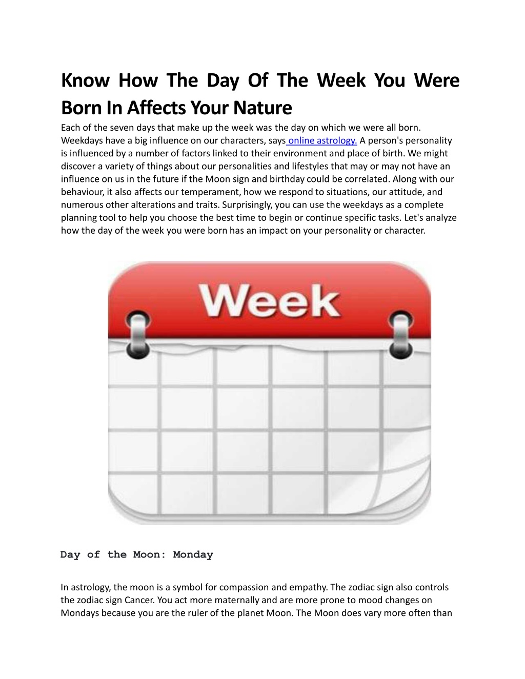 Ppt know how the day of the week you were born in affects your nature