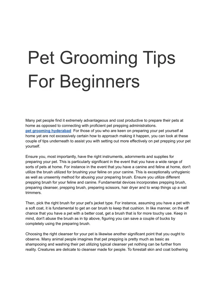 PPT pet grooming hyderabad PowerPoint Presentation, free download