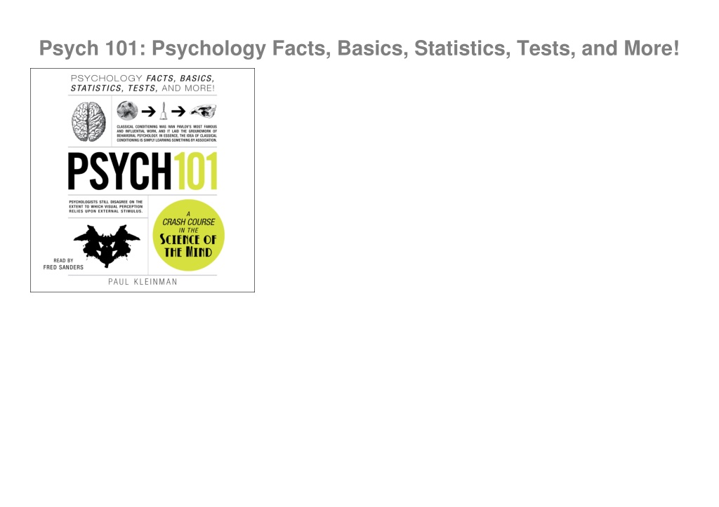 Ppt ‹download› Book Pdf Psych 101 Psychology Facts Basics Statistics Tests An 0106