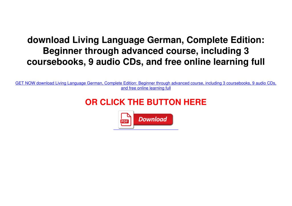 PPT download Living Language German, Complete Edition Beginner