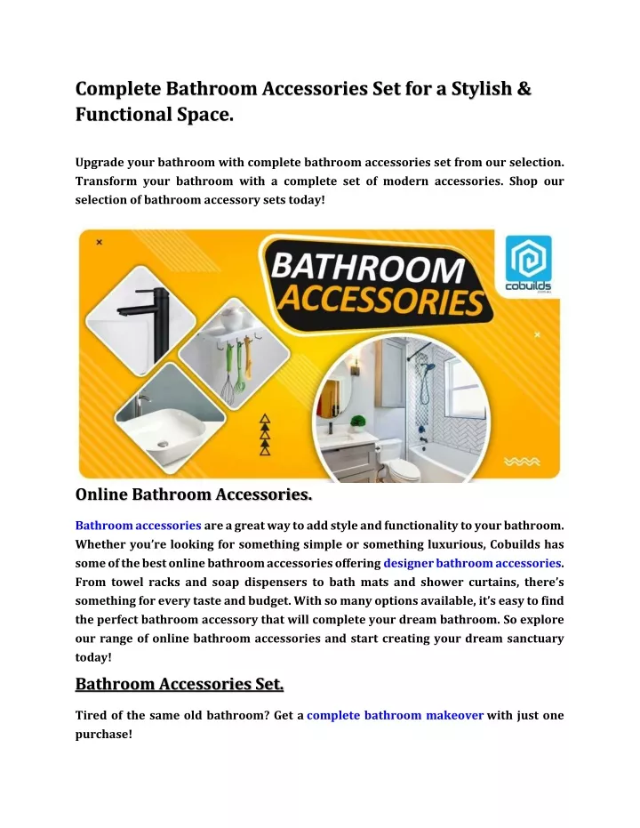PPT Complete Bathroom Accessories Set for a Stylish PowerPoint