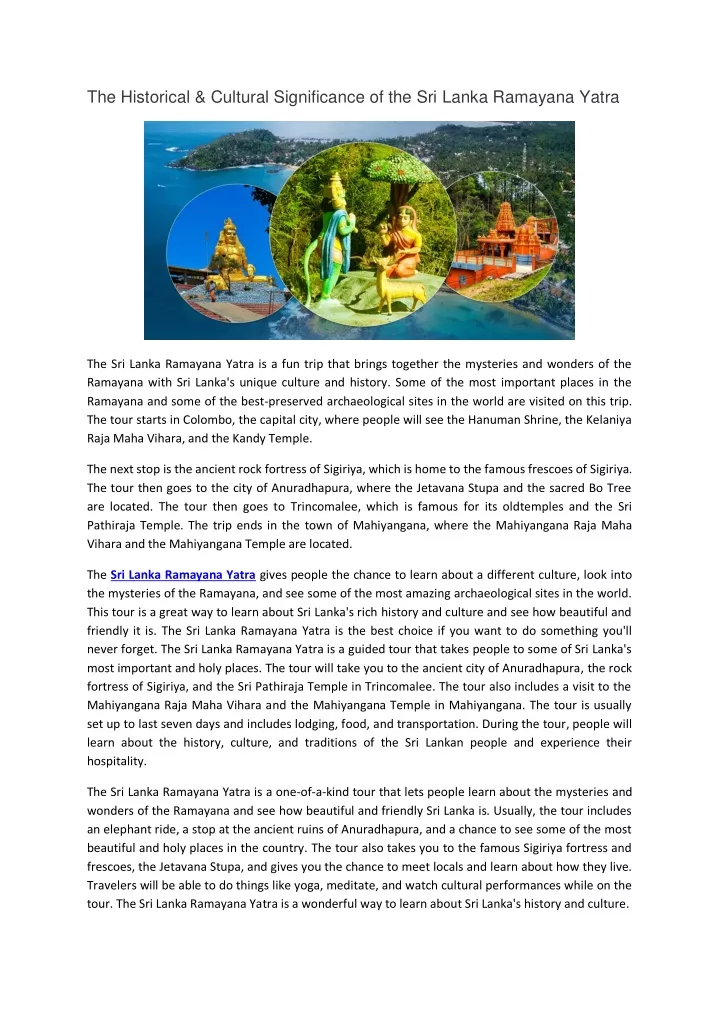 PPT - The Historical and Cultural Significance of the Sri Lanka